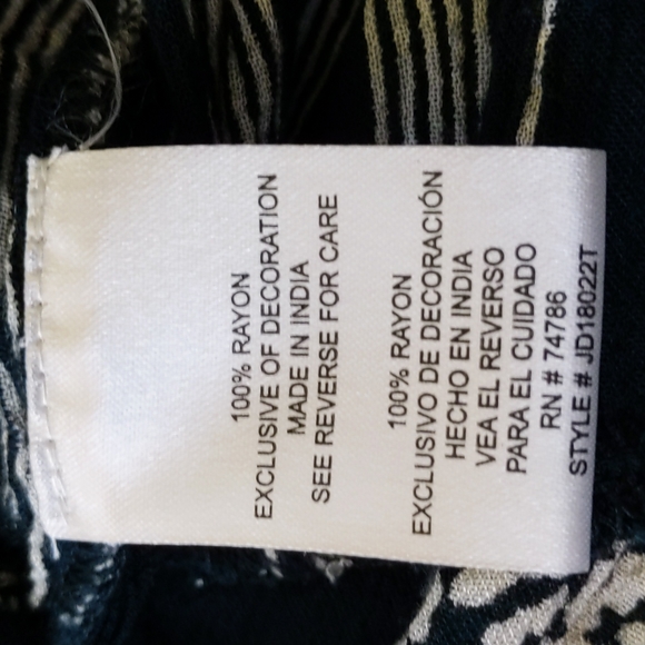 Patrons of Peace Floral Striped High Low Boho Top S White Blue - Picture 3 of 15